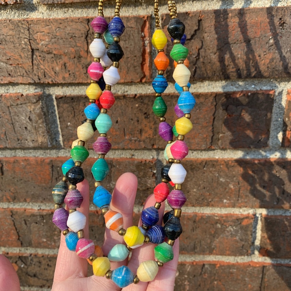Handmade African paper bead necklace